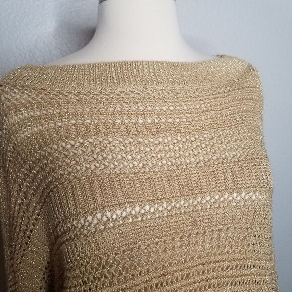 Chicos Travelers Gold Shimmer Sweater 2 12 LG - Picture 7 of 11